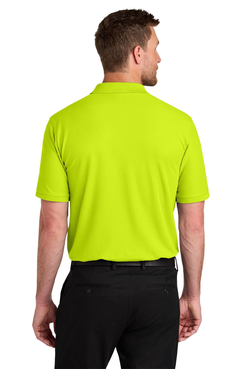 Port Authority K200/TLK200 Mens Wearever Signature Pique Short Sleeve Polo Shirt Neon Yellow Model Back
