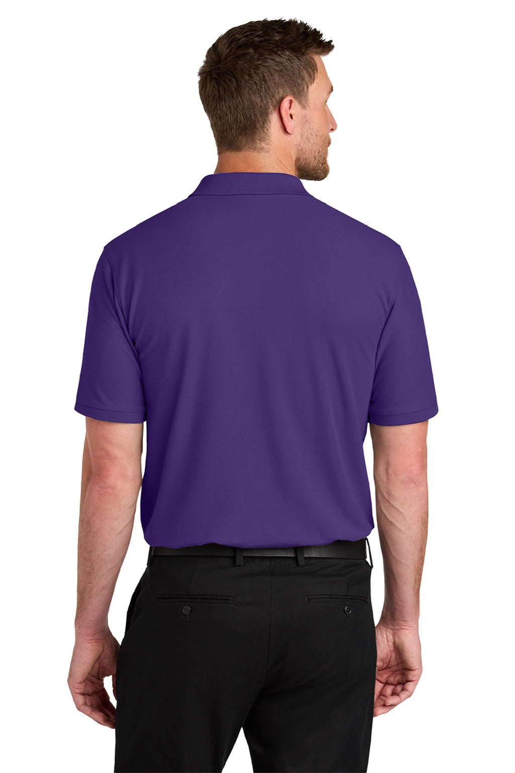 Port Authority K200/TLK200 Mens Wearever Signature Pique Short Sleeve Polo Shirt Prism Purple Model Back