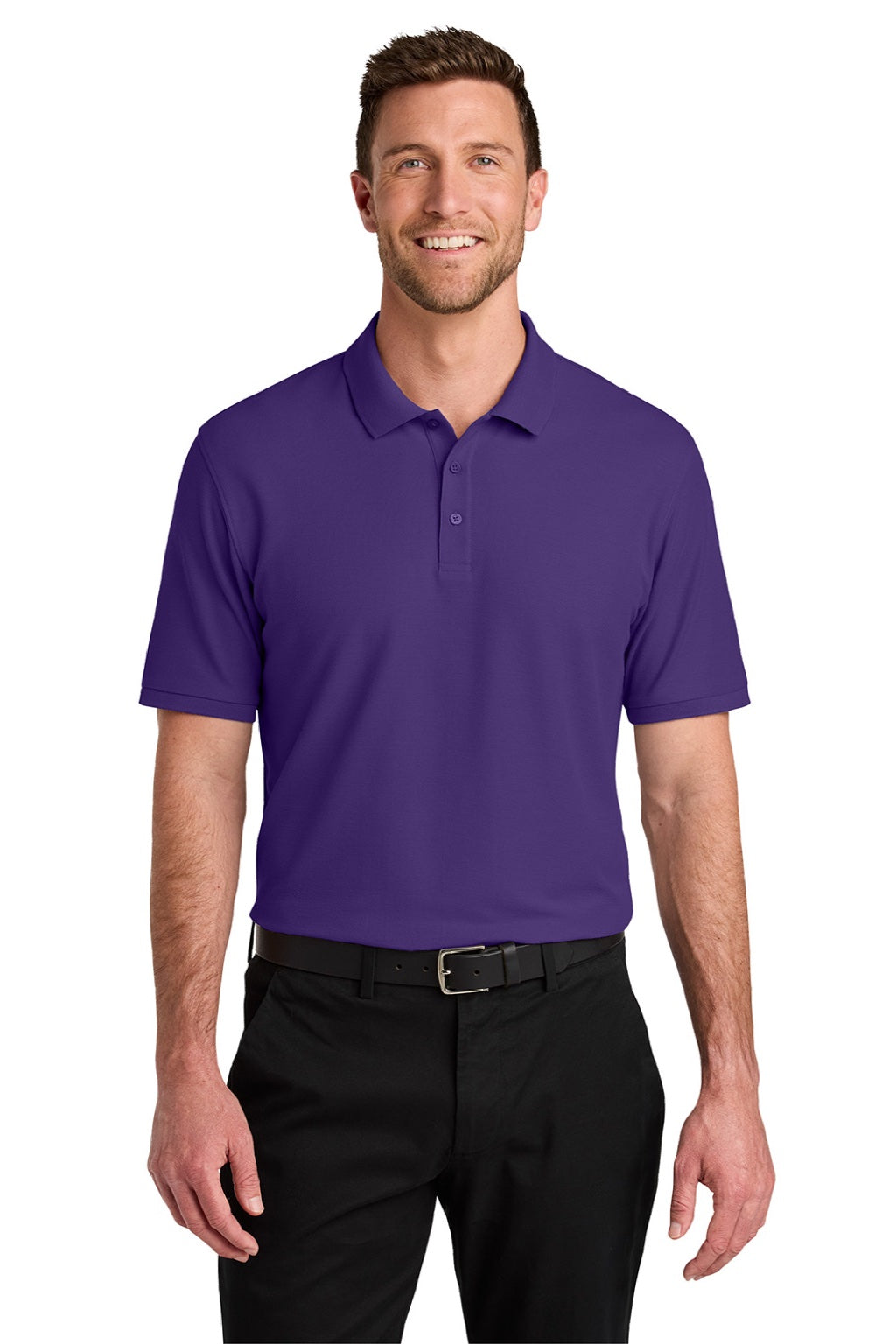 Port Authority K200/TLK200 Mens Wearever Signature Pique Short Sleeve Polo Shirt Prism Purple Model Front