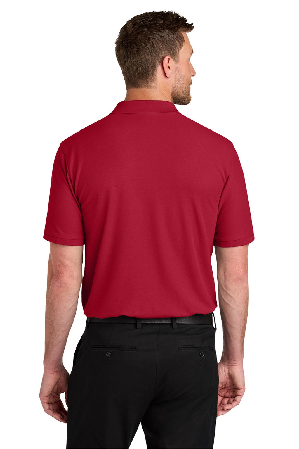 Port Authority K200/TLK200 Mens Wearever Signature Pique Short Sleeve Polo Shirt Red Model Back
