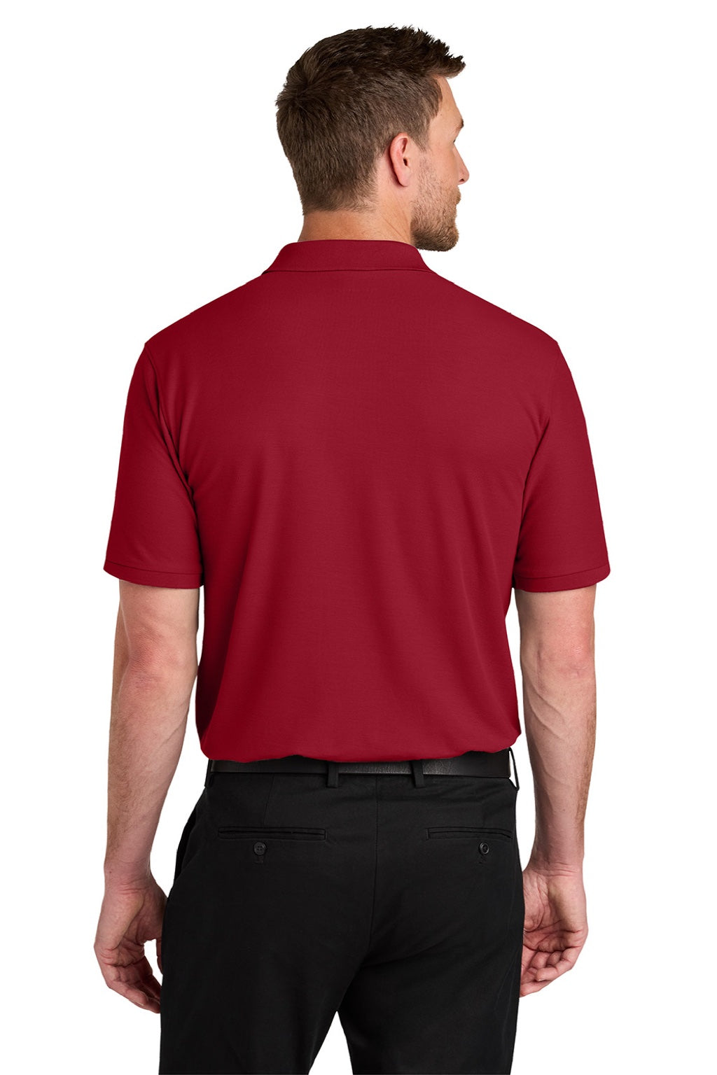 Port Authority K200/TLK200 Mens Wearever Signature Pique Short Sleeve Polo Shirt Rich Red Model Back