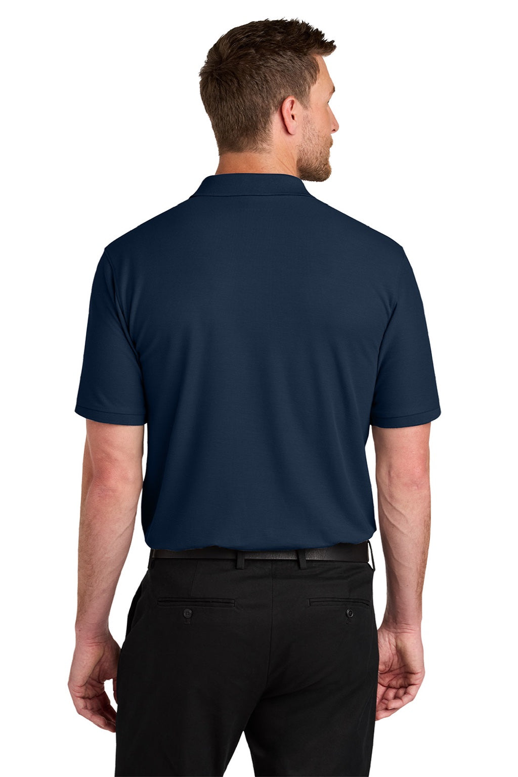 Port Authority K200/TLK200 Mens Wearever Signature Pique Short Sleeve Polo Shirt River Navy Blue Model Back