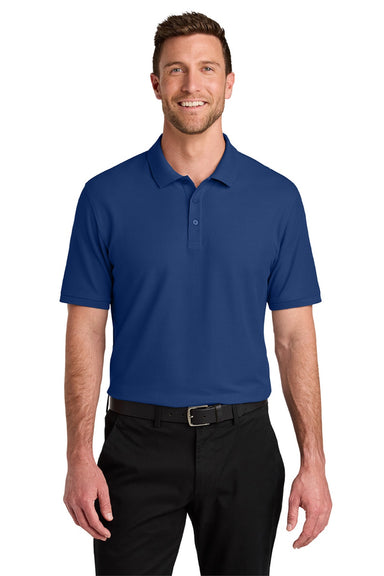 Port Authority K200/TLK200 Mens Wearever Signature Pique Short Sleeve Polo Shirt Royal Blue Model Front