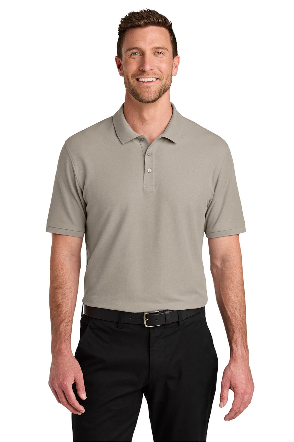 Port Authority K200/TLK200 Mens Wearever Signature Pique Short Sleeve Polo Shirt Sahara Model Front