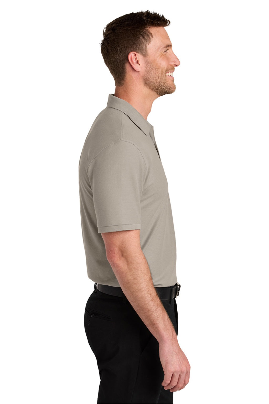 Port Authority K200/TLK200 Mens Wearever Signature Pique Short Sleeve Polo Shirt Sahara Model Side