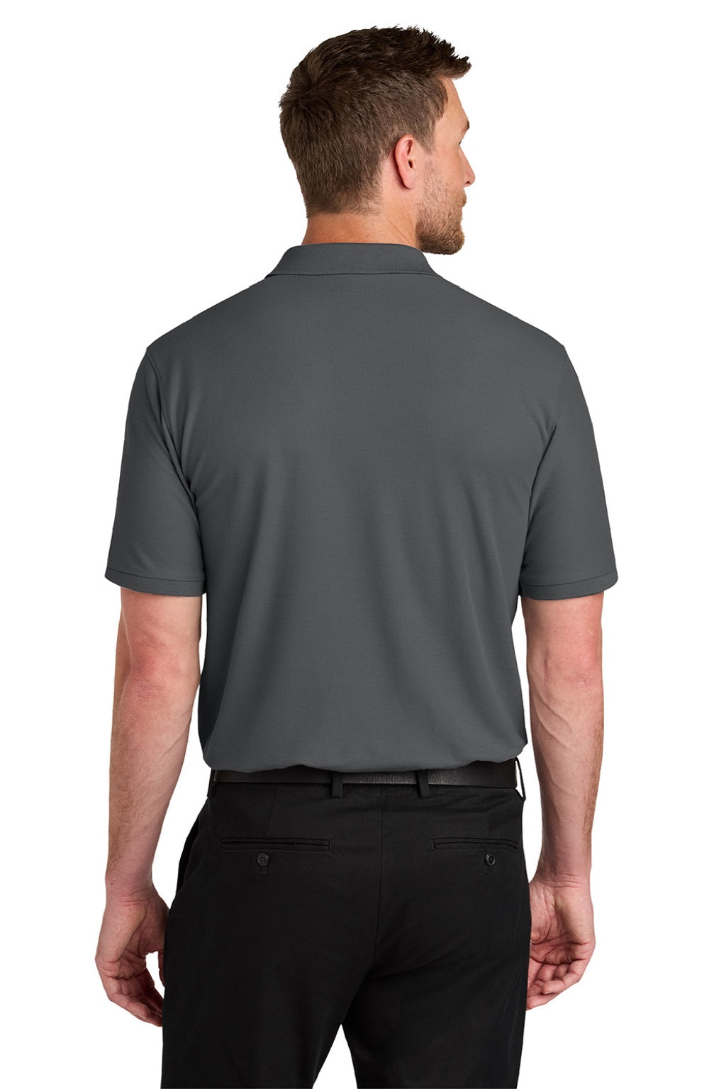 Port Authority K200/TLK200 Mens Wearever Signature Pique Short Sleeve Polo Shirt Storm Grey Model Back