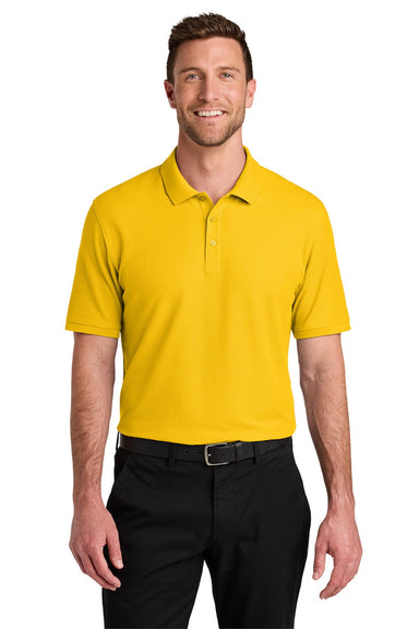 Port Authority K200/TLK200 Mens Wearever Signature Pique Short Sleeve Polo Shirt Sunflower Yellow Model Front