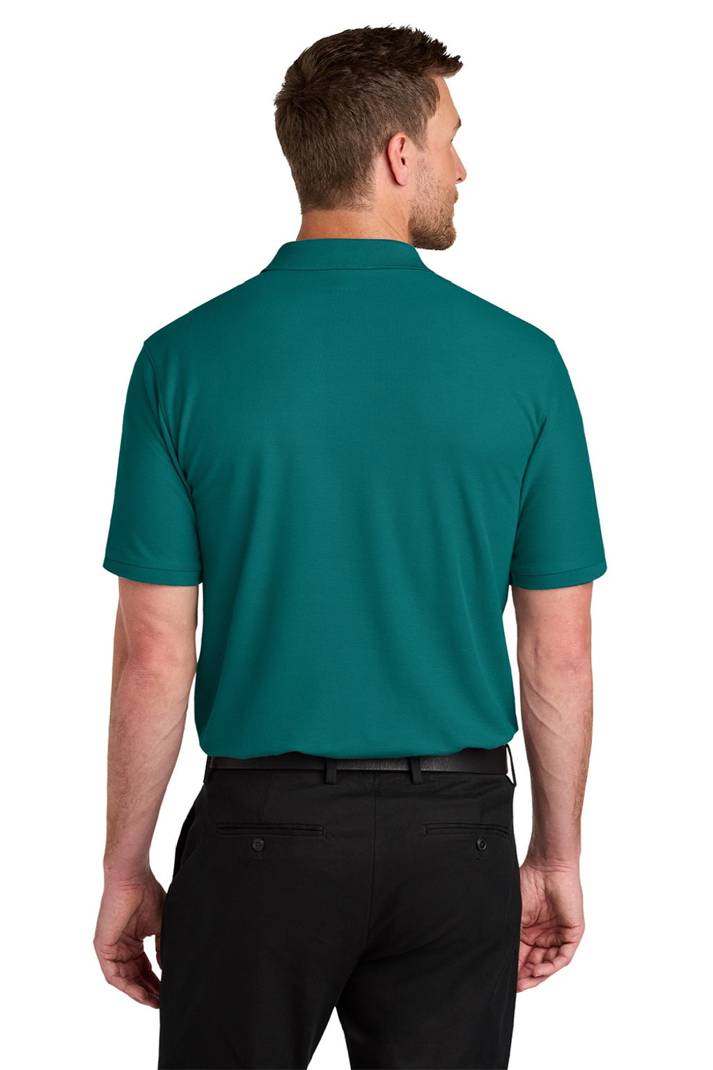 Port Authority K200/TLK200 Mens Wearever Signature Pique Short Sleeve Polo Shirt Teal Green Model Back
