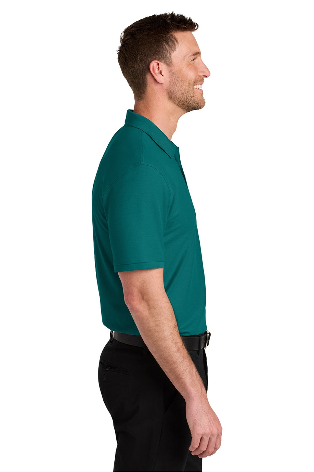 Port Authority K200/TLK200 Mens Wearever Signature Pique Short Sleeve Polo Shirt Teal Green Model Side