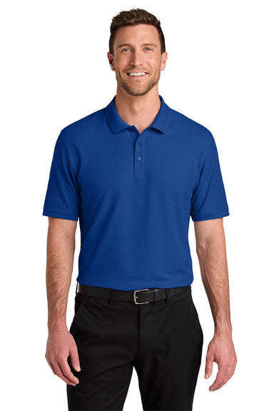 Port Authority K200/TLK200 Mens Wearever Signature Pique Short Sleeve Polo Shirt True Royal Blue Model Front