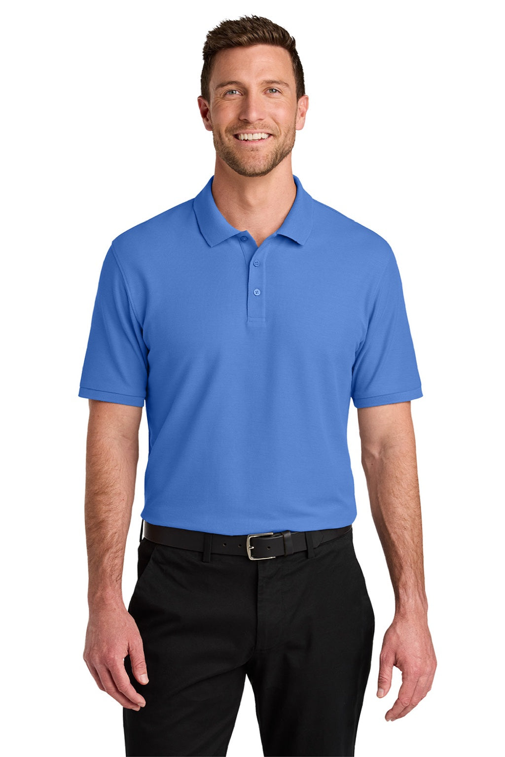 Port Authority K200/TLK200 Mens Wearever Signature Pique Short Sleeve Polo Shirt Ultramarine Blue Model Front