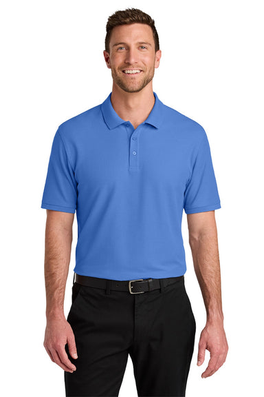 Port Authority K200/TLK200 Mens Wearever Signature Pique Short Sleeve Polo Shirt Ultramarine Blue Model Front