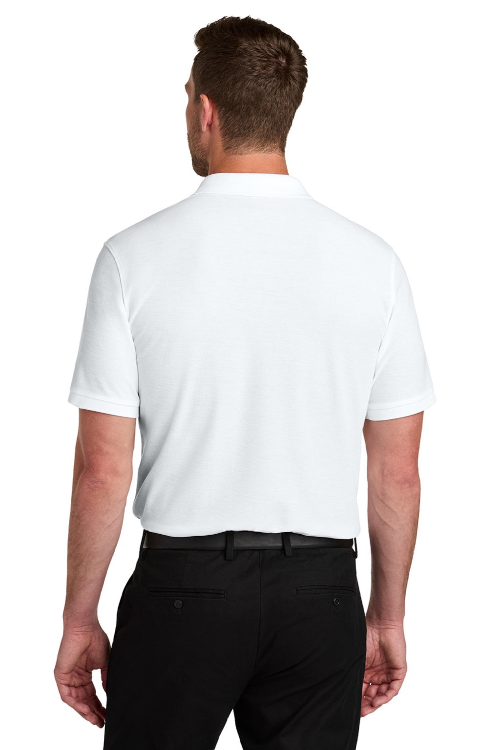 Port Authority K200/TLK200 Mens Wearever Signature Pique Short Sleeve Polo Shirt White Model Back