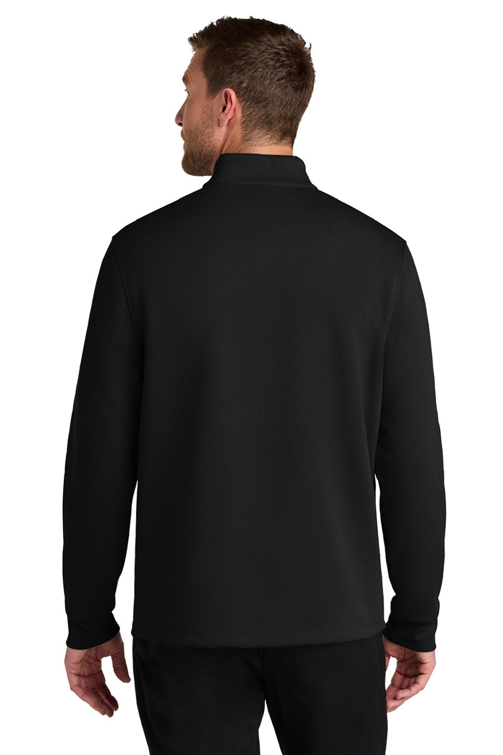 Port Authority K210 Mens Wearever Signature Double Pique 1/4 Zip Sweatshirt Deep Black Model Back