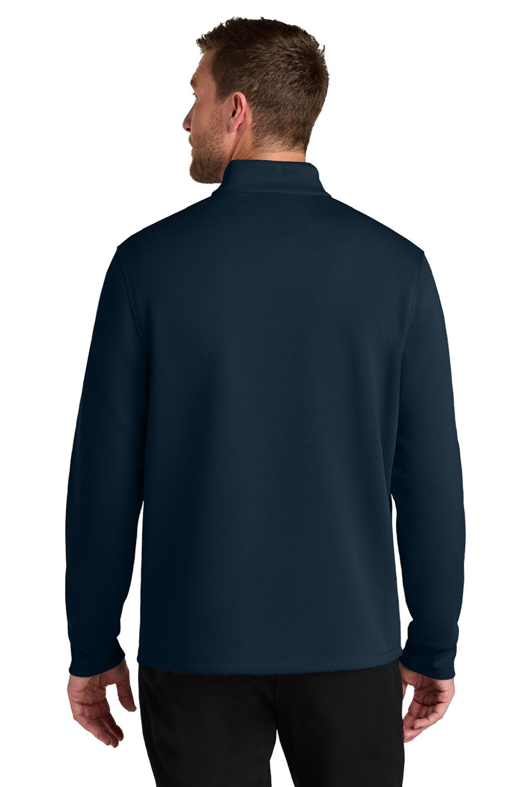 Port Authority K210 Mens Wearever Signature Double Pique 1/4 Zip Sweatshirt River Navy Blue Model Back