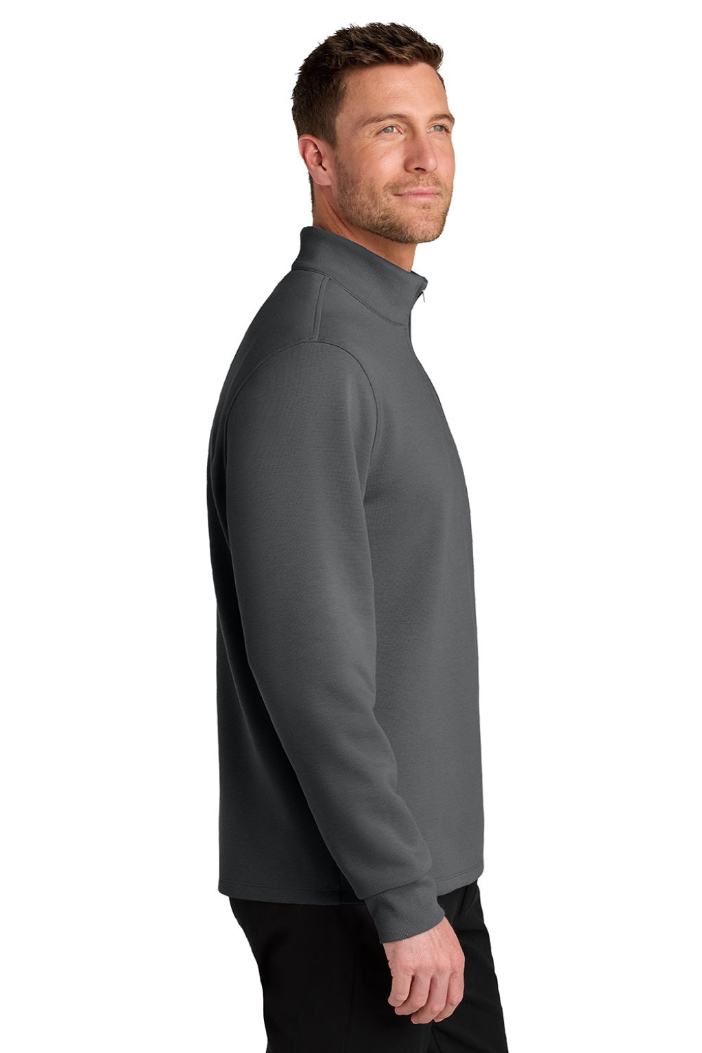 Port Authority K210 Mens Wearever Signature Double Pique 1/4 Zip Sweatshirt Storm Grey Model Side