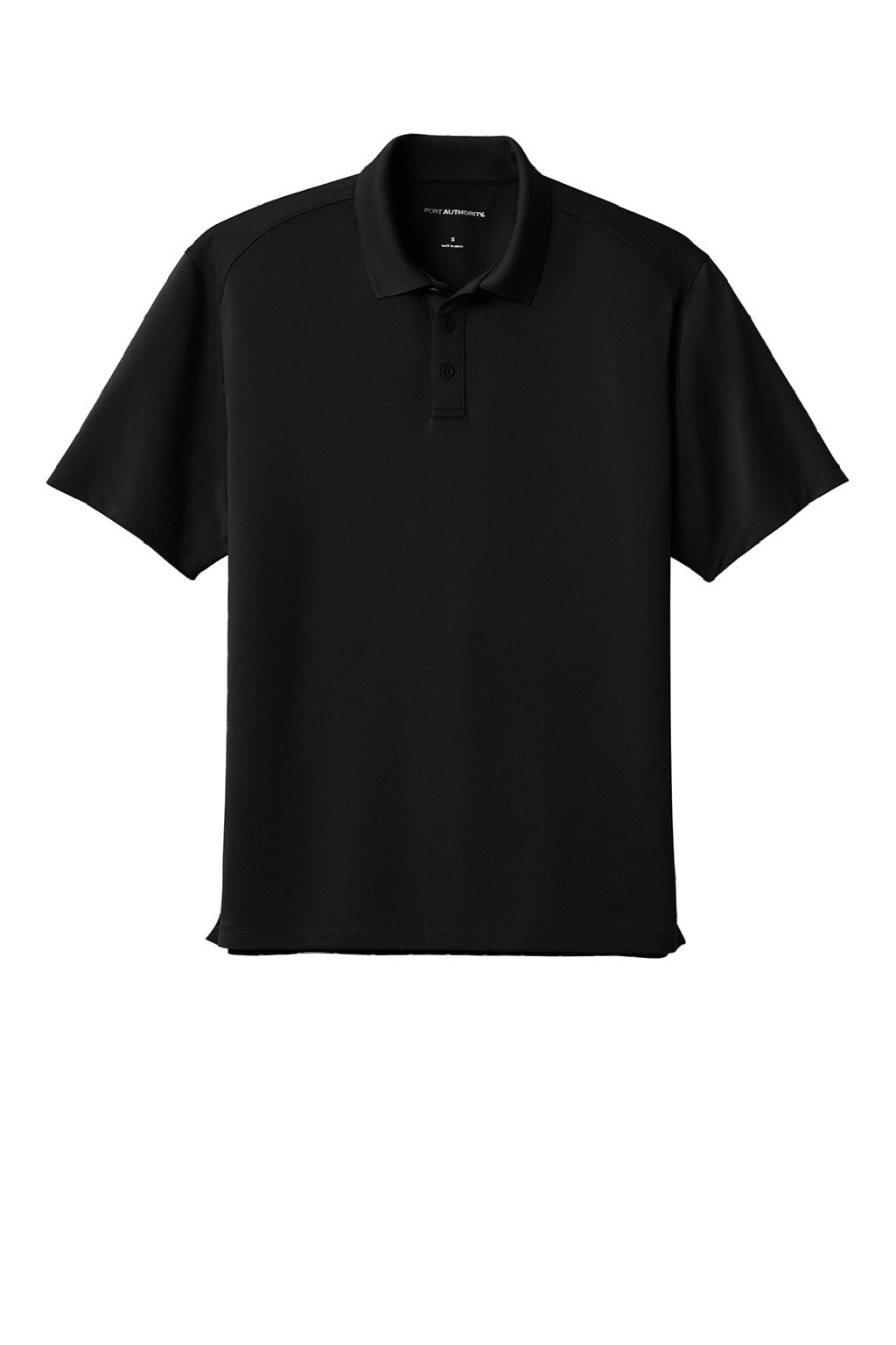 Port Authority K240 Mens Wearever Moisture Wicking Pique Short Sleeve Polo Shirt Deep Black Flat Front