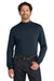 Port Authority K321 Mens Long Sleeve Mock Neck T-Shirt Navy Blue Model Front