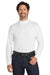 Port Authority K321 Mens Long Sleeve Mock Neck T-Shirt White Model Front
