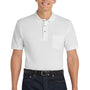 Port Authority Mens Shrink Resistant Short Sleeve Polo Shirt w/ Pocket - White
