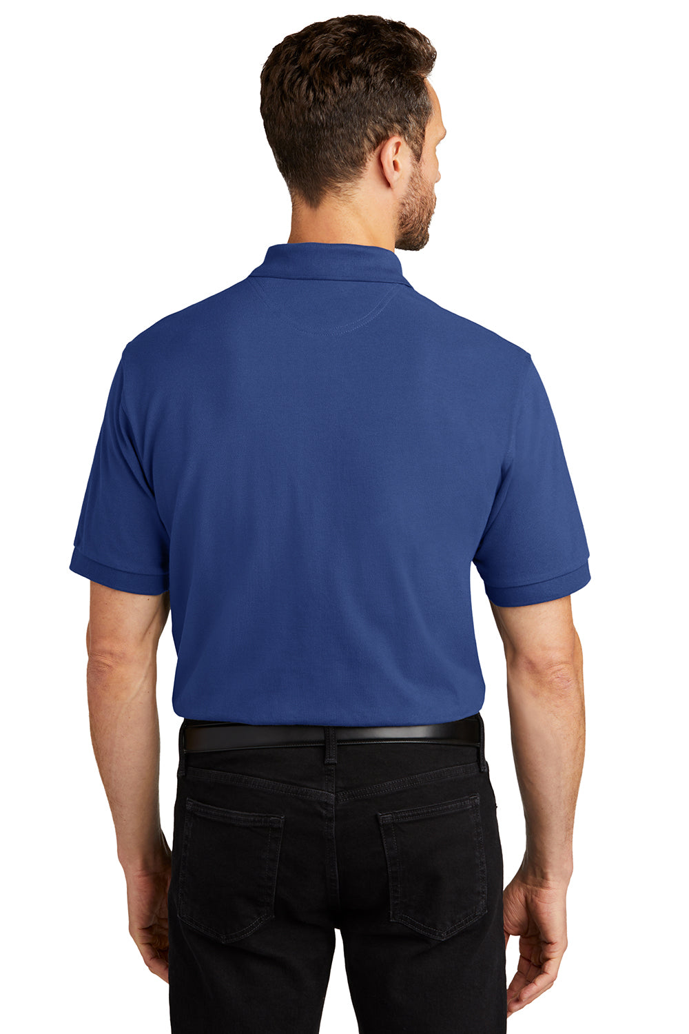 Port Authority K420/TLK420 Mens Shrink Resistant Short Sleeve Polo Shirt Royal Blue Model Back