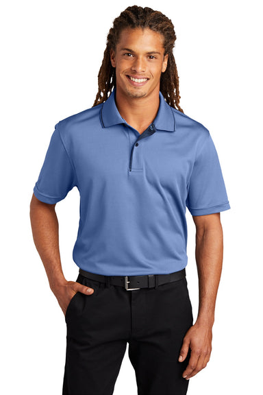 Sport-Tek K467 Mens Dri-Mesh Moisture Wicking Short Sleeve Polo Shirt Blueberry/Navy Blue Model Front