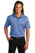 Sport-Tek K467 Mens Dri-Mesh Moisture Wicking Short Sleeve Polo Shirt Blueberry/Navy Blue Model Front