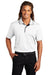 Sport-Tek K467 Mens Dri-Mesh Moisture Wicking Short Sleeve Polo Shirt White/Black Model Front