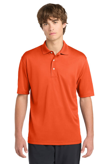 Sport-Tek K469/TK469 Mens Dri-Mesh Moisture Wicking Short Sleeve Polo Shirt Bright Orange Model Front
