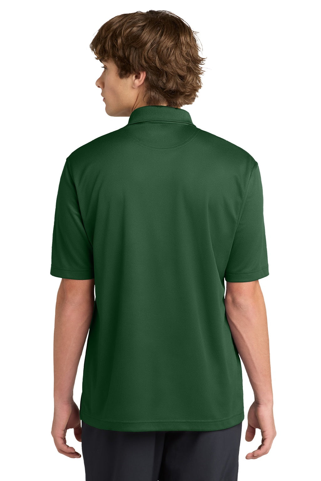 Sport-Tek K469/TK469 Mens Dri-Mesh Moisture Wicking Short Sleeve Polo Shirt Forest Green Model Back