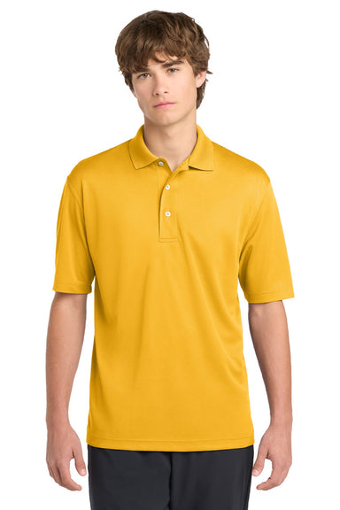 Sport-Tek K469/TK469 Mens Dri-Mesh Moisture Wicking Short Sleeve Polo Shirt Gold Model Front