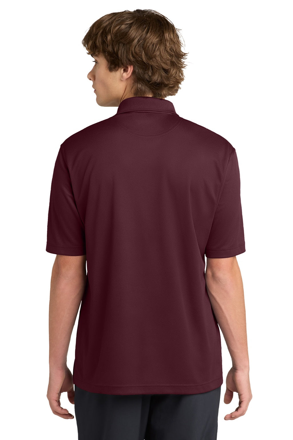 Sport-Tek K469/TK469 Mens Dri-Mesh Moisture Wicking Short Sleeve Polo Shirt Maroon Model Back