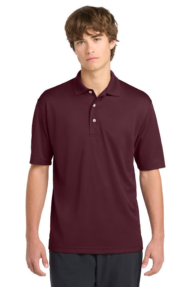 Sport-Tek K469/TK469 Mens Dri-Mesh Moisture Wicking Short Sleeve Polo Shirt Maroon Model Front
