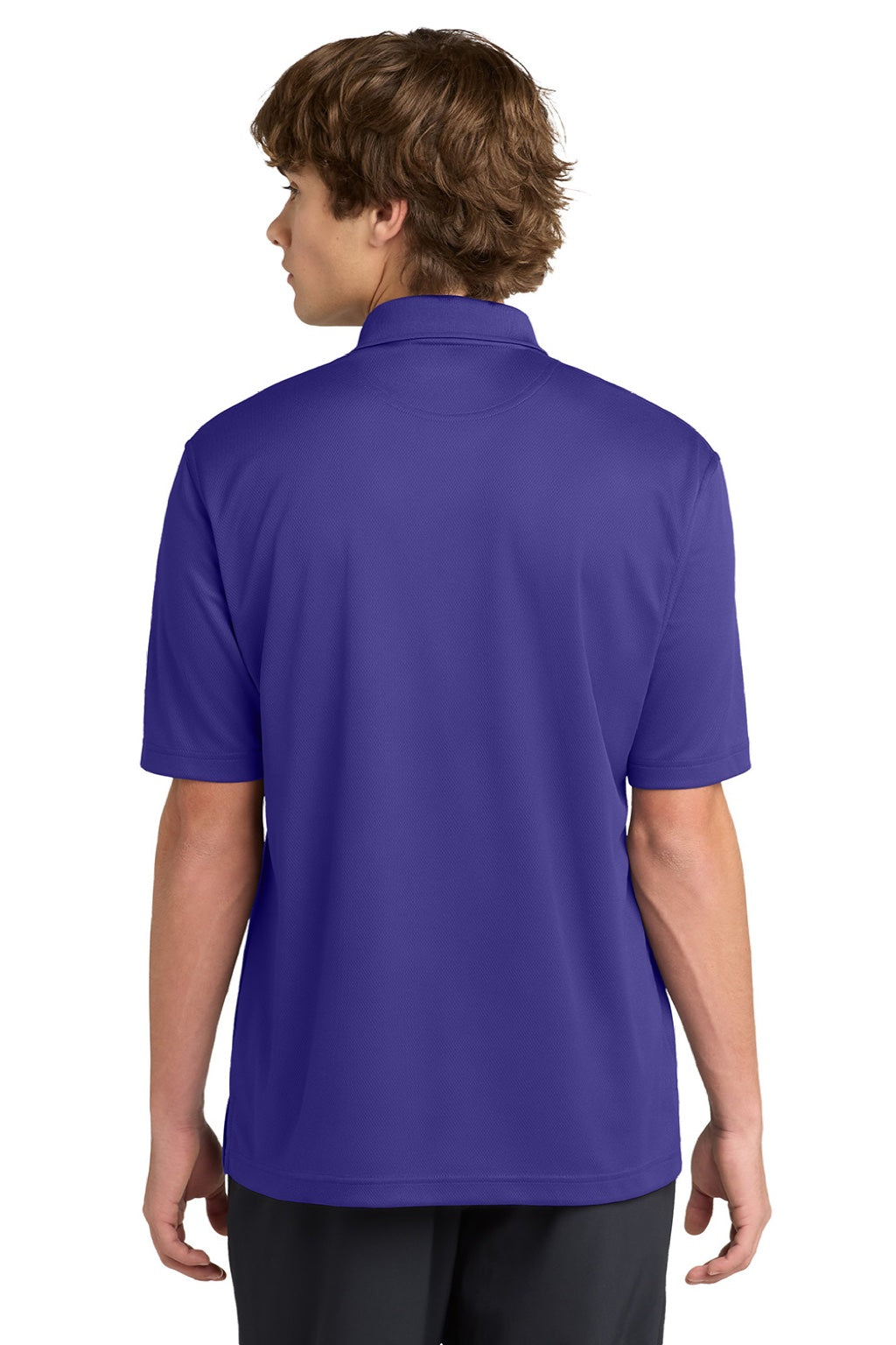 Sport-Tek K469/TK469 Mens Dri-Mesh Moisture Wicking Short Sleeve Polo Shirt Purple Model Back