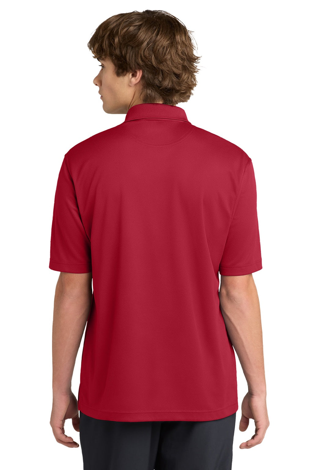 Sport-Tek K469/TK469 Mens Dri-Mesh Moisture Wicking Short Sleeve Polo Shirt Red Model Back