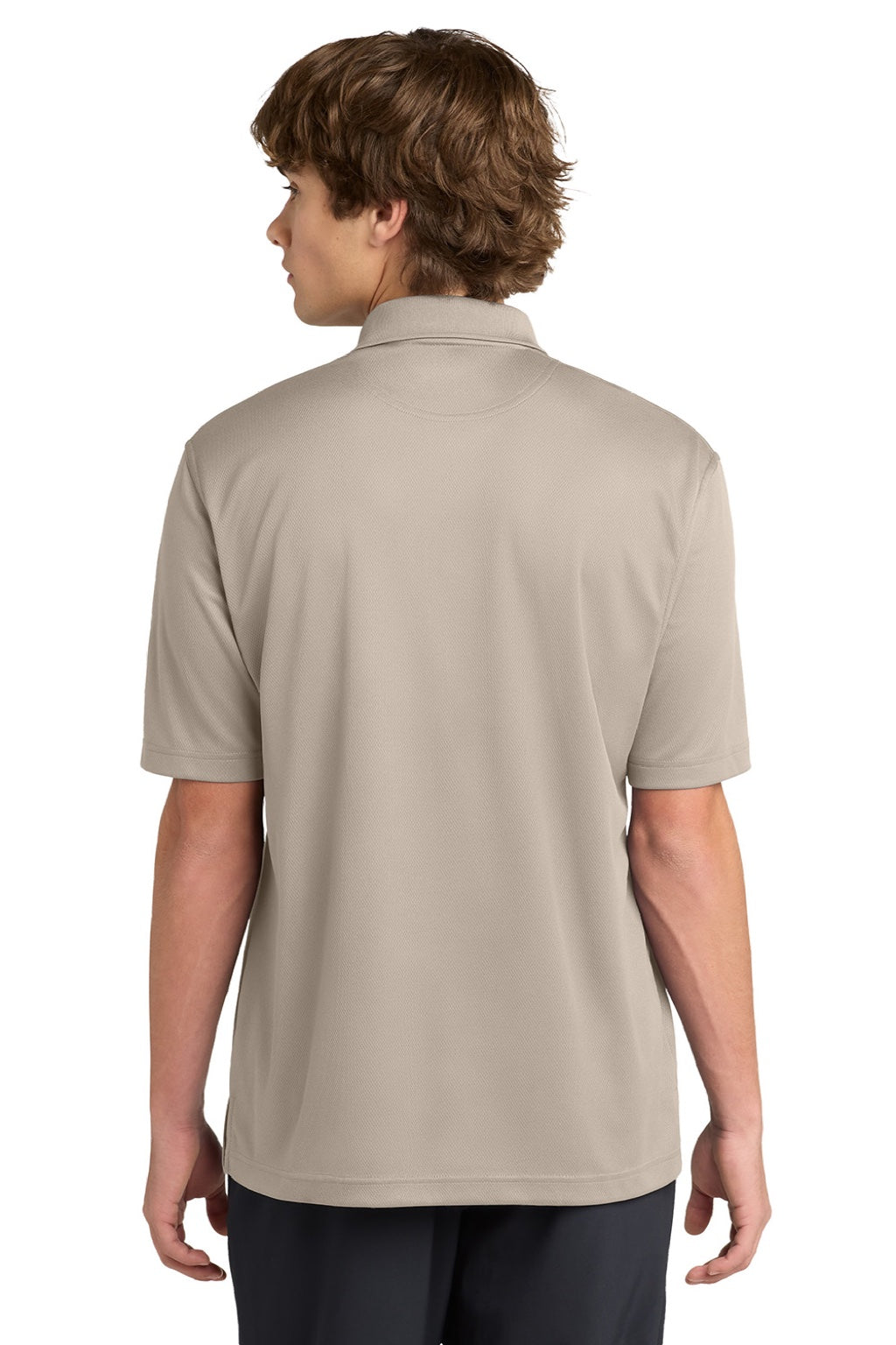 Sport-Tek K469/TK469 Mens Dri-Mesh Moisture Wicking Short Sleeve Polo Shirt Sandstone Model Back
