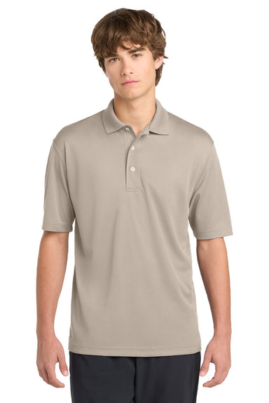 Sport-Tek K469/TK469 Mens Dri-Mesh Moisture Wicking Short Sleeve Polo Shirt Sandstone Model Front