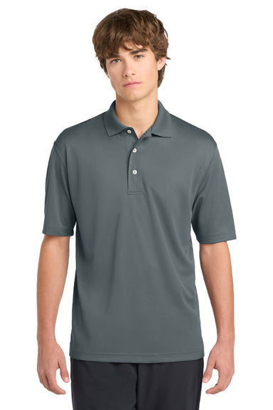 Sport-Tek K469/TK469 Mens Dri-Mesh Moisture Wicking Short Sleeve Polo Shirt Steel Grey Model Front