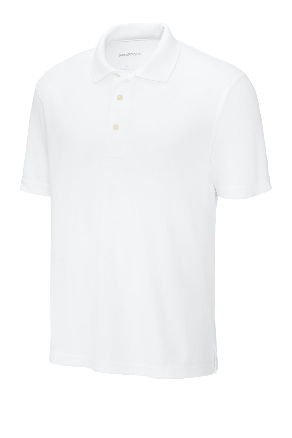 Sport-Tek K469/TK469 Mens Dri-Mesh Moisture Wicking Short Sleeve Polo Shirt White Flat Front