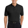Port Authority Mens Silk Touch Wrinkle Resistant Short Sleeve Polo Shirt w/ Pocket - Black