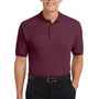 Port Authority Mens Silk Touch Wrinkle Resistant Short Sleeve Polo Shirt w/ Pocket - Burgundy
