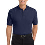Port Authority Mens Silk Touch Wrinkle Resistant Short Sleeve Polo Shirt w/ Pocket - Navy Blue
