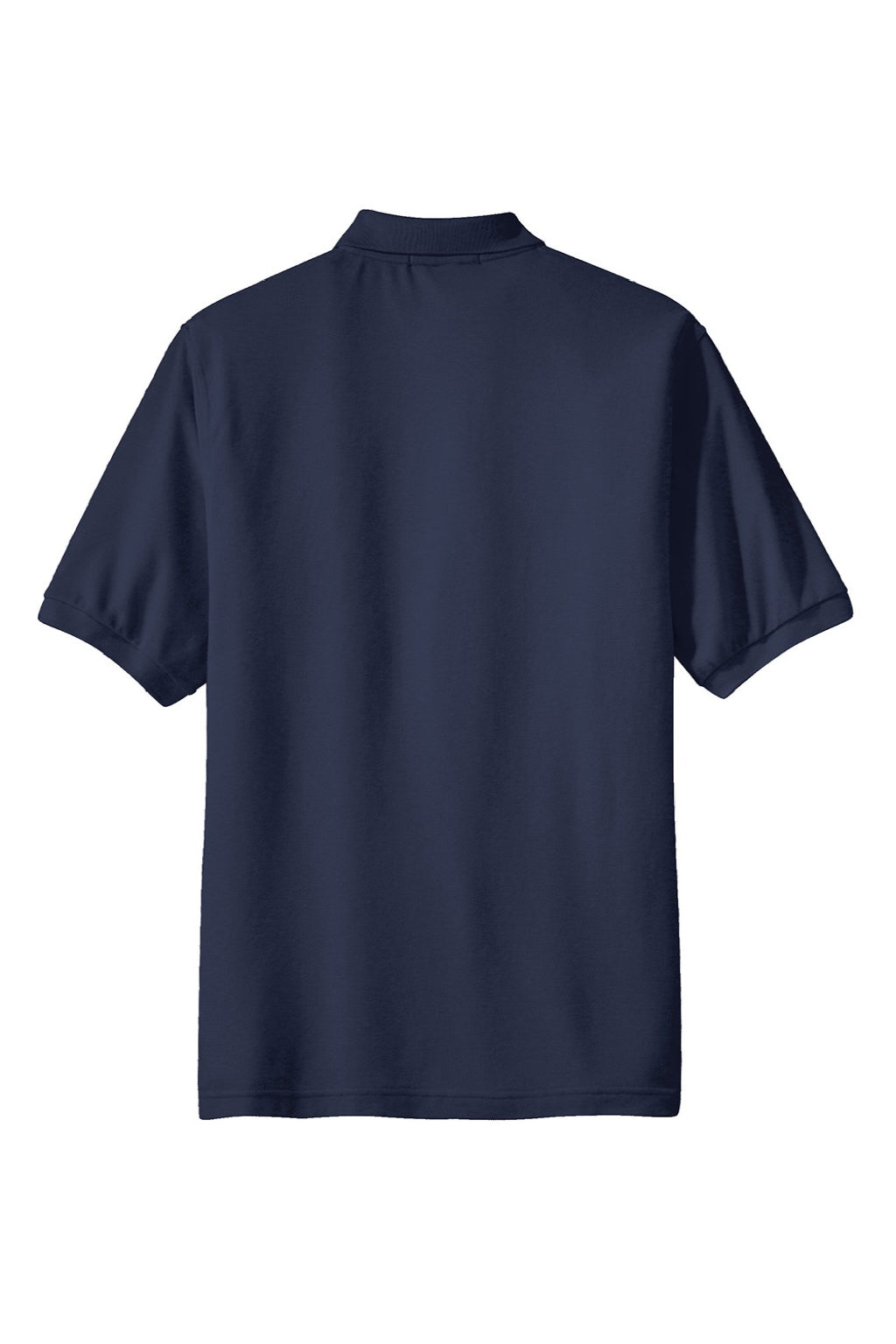 Port Authority K500P/TLK500P Mens Silk Touch Wrinkle Resistant Short Sleeve Polo Shirt w/ Pocket Navy Blue Flat Back