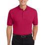 Port Authority Mens Silk Touch Wrinkle Resistant Short Sleeve Polo Shirt w/ Pocket - Red