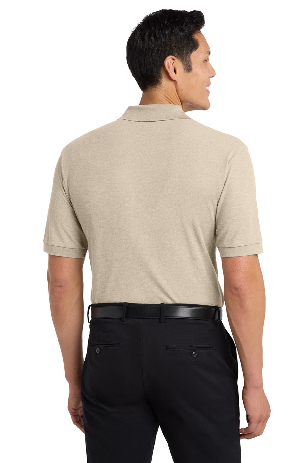 Port Authority K500P/TLK500P Mens Silk Touch Wrinkle Resistant Short Sleeve Polo Shirt w/ Pocket Stone Model Back