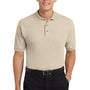 Port Authority Mens Silk Touch Wrinkle Resistant Short Sleeve Polo Shirt w/ Pocket - Stone