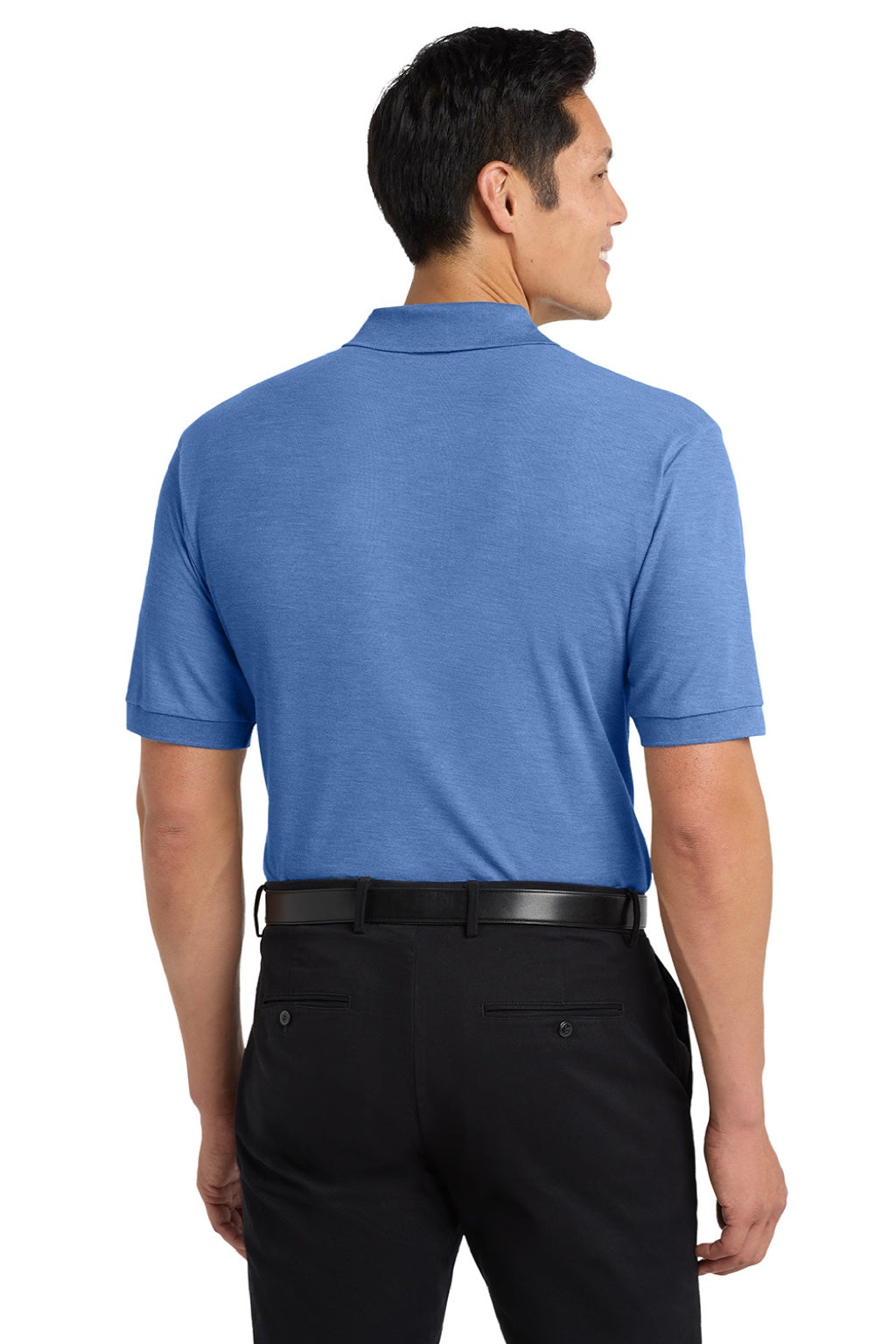 Port Authority K500P/TLK500P Mens Silk Touch Wrinkle Resistant Short Sleeve Polo Shirt w/ Pocket Ultramarine Blue Model Back