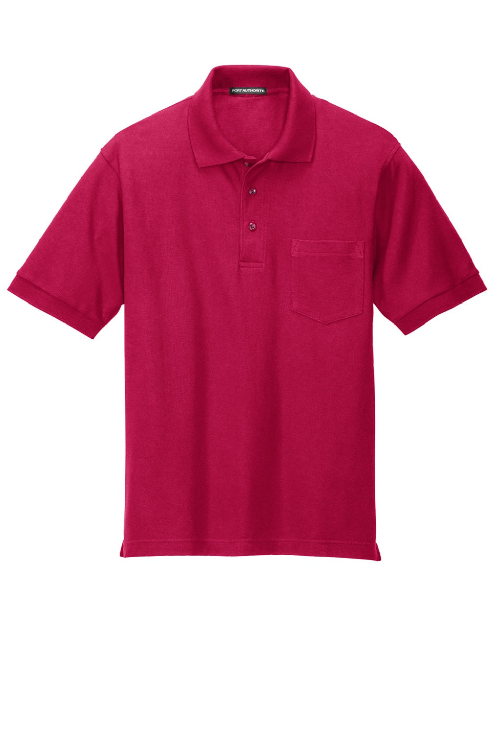 Port Authority K500P/TLK500P Mens Silk Touch Wrinkle Resistant Short Sleeve Polo Shirt w/ Pocket Red Flat Front