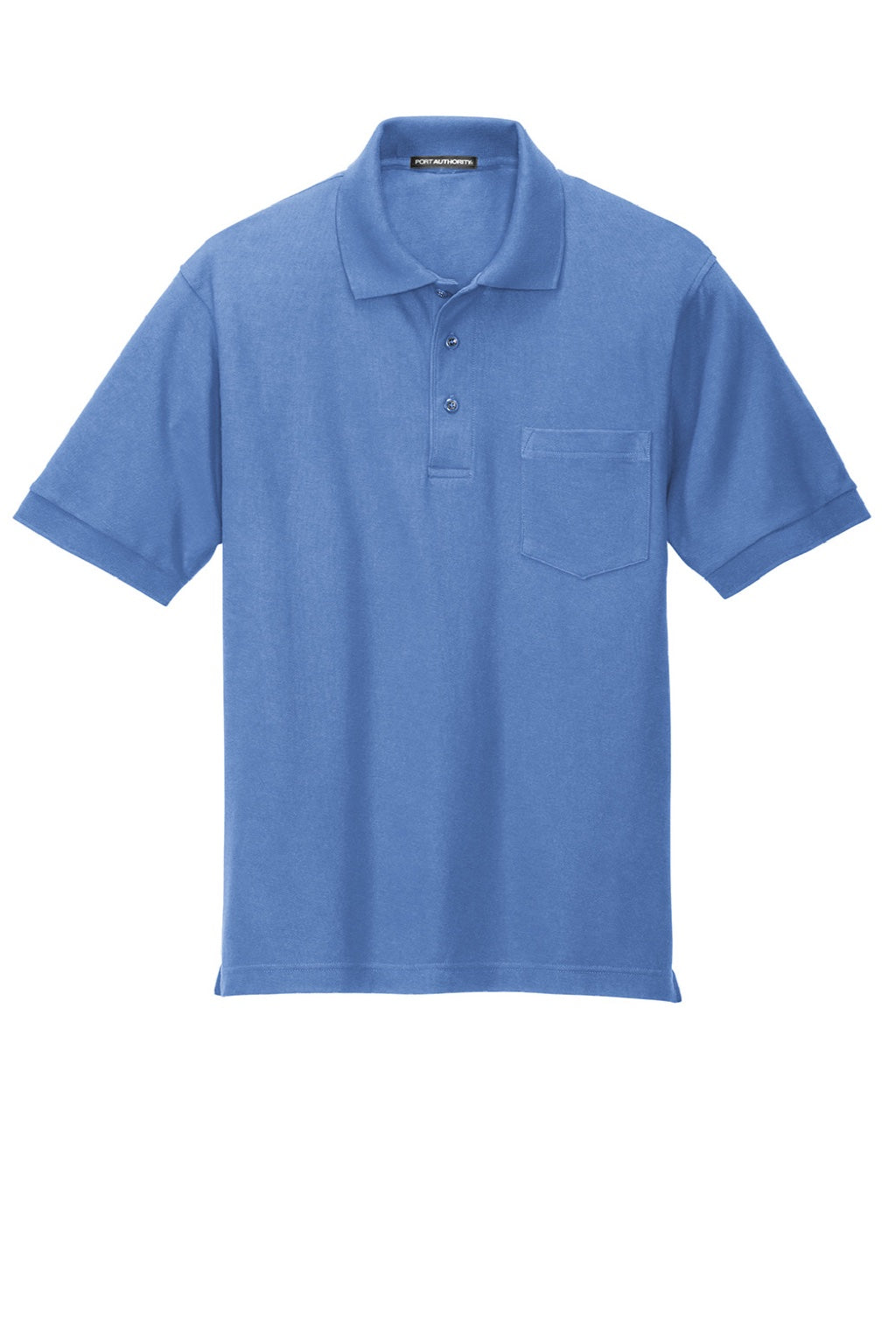 Port Authority K500P/TLK500P Mens Silk Touch Wrinkle Resistant Short Sleeve Polo Shirt w/ Pocket Ultramarine Blue Flat Front