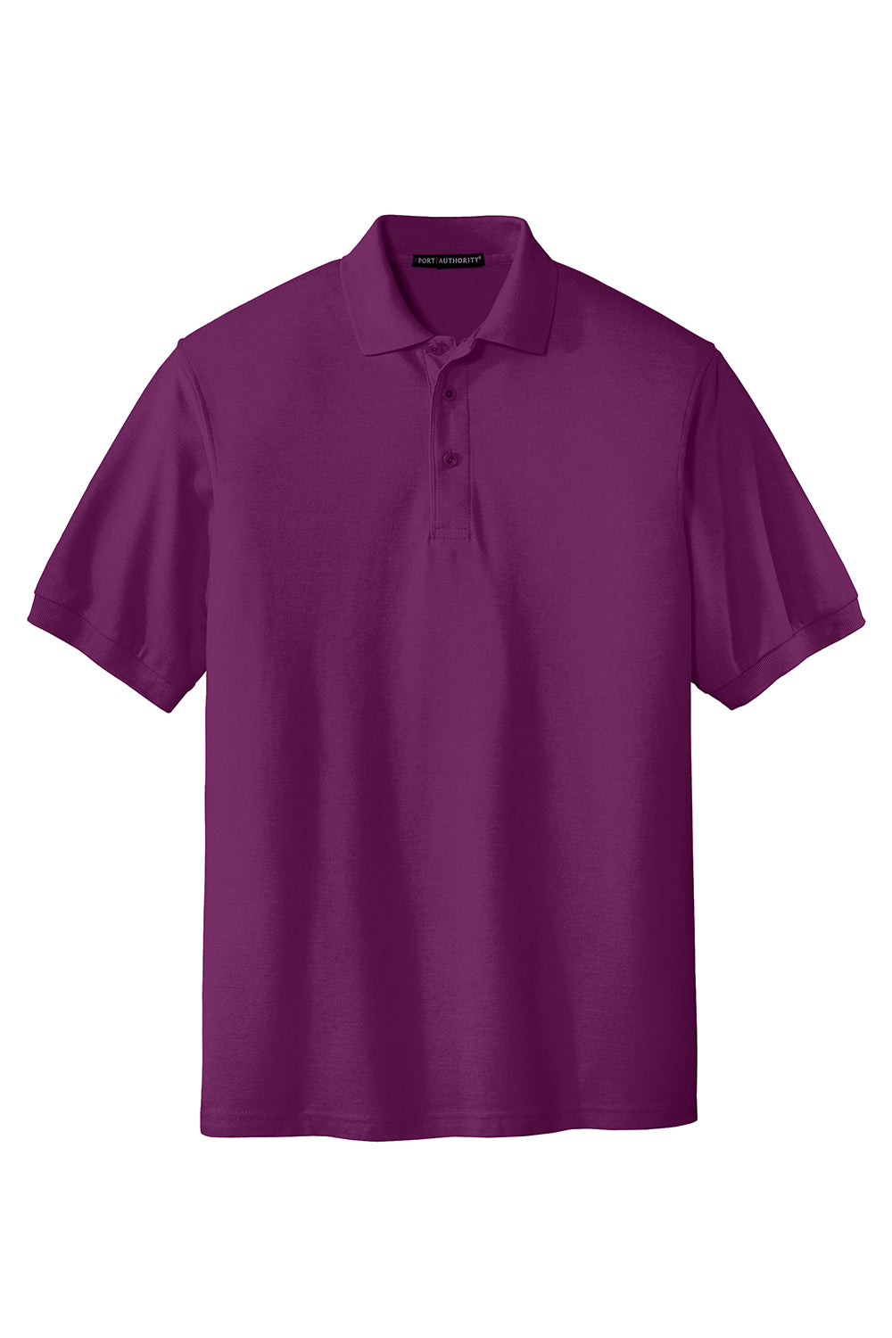Port Authority K500/TLK500/K500ES Mens Silk Touch Wrinkle Resistant Short Sleeve Polo Shirt Deep Berry Purple Flat Front